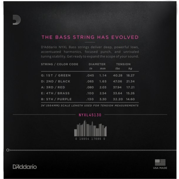 D'Addario NYXL45130, Regular Light 045 - 130